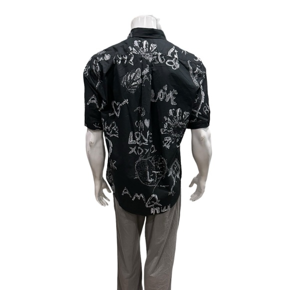 Alexander Mc Queen Mens Black Tree Graffiti Print Button Shirt - Picture 2 of 6